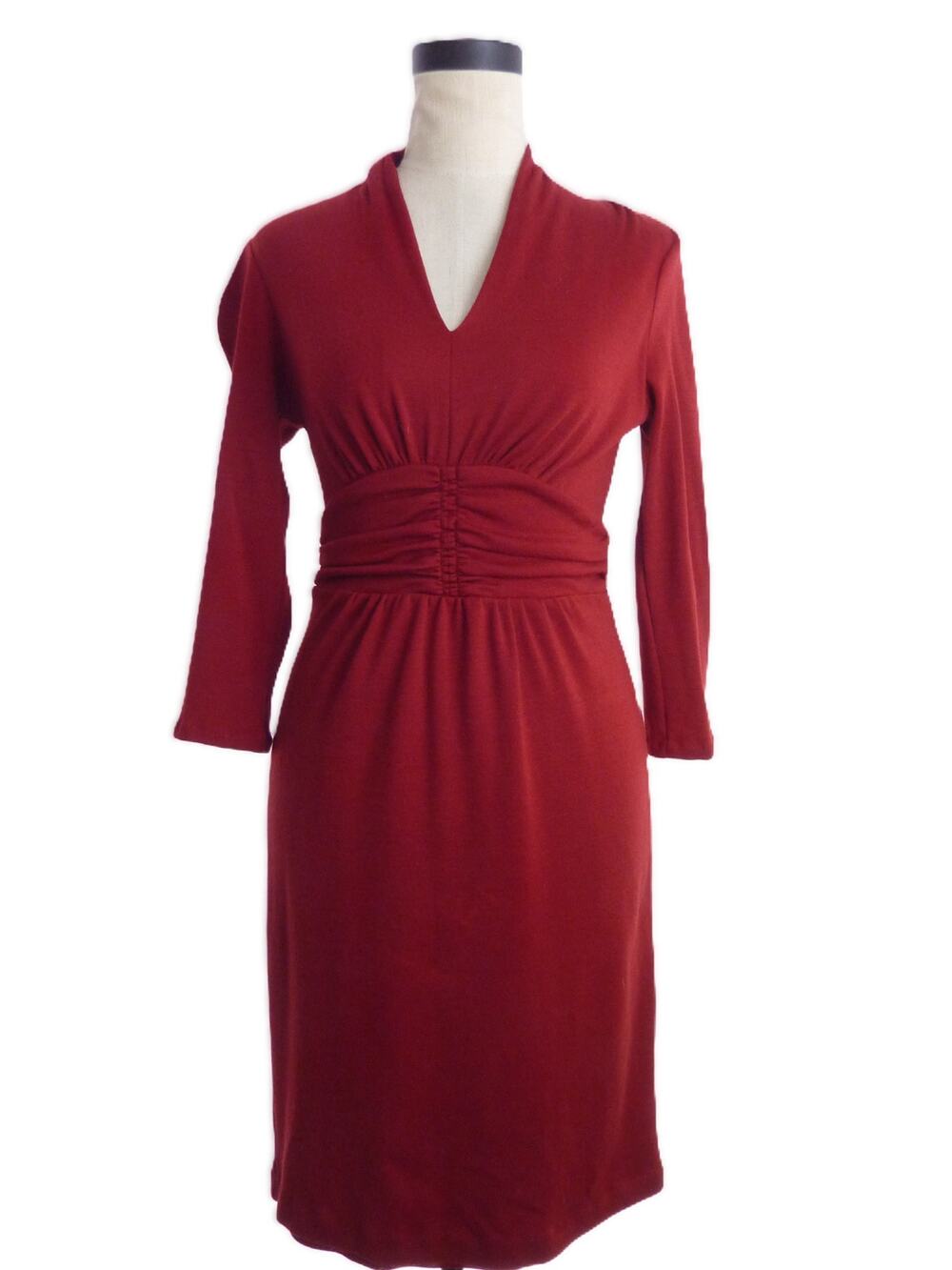 Banana Republic Womens Wool Dress Size 2 Red Long Sleeve Knee Length Holiday